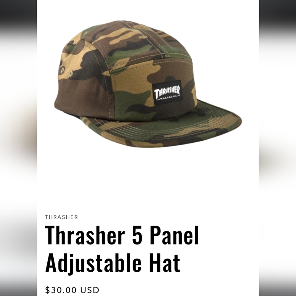 Thrasher Camo 5 Panel like new never worn